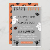 幽霊オレンジリトルブハロウィーンベビーシャワー 招待状 (正面/裏面)