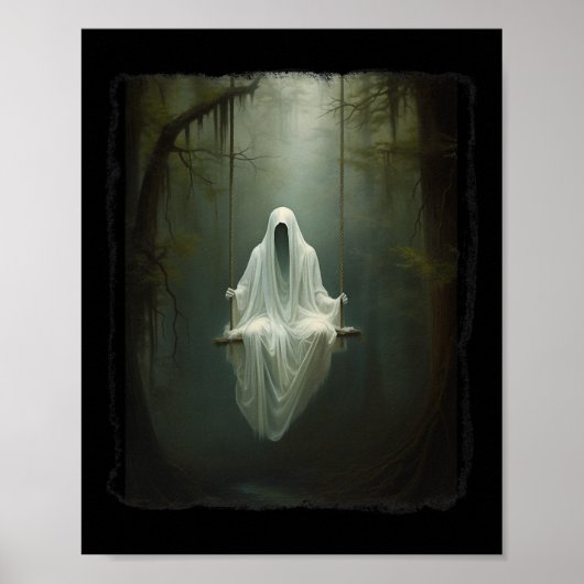 幽霊オンザスウィングインフローラフォレストハロウィーンヴィント ポスター (正面)