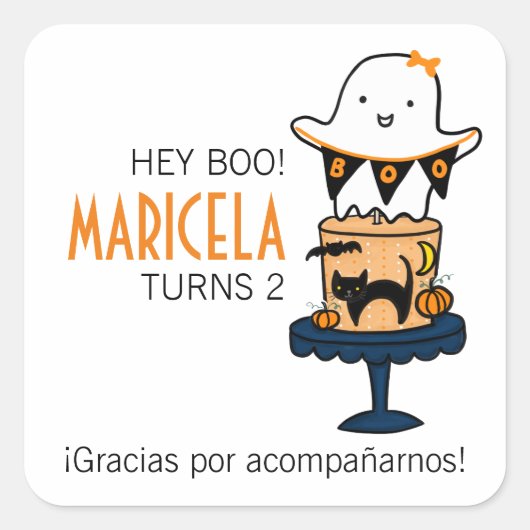 幽霊オンハロウィーンケーキ スクエアシール (正面)