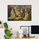 幽霊カウボーイコスチュームハロウィーンのカボチャのちょうちんカボチャ ポスター (ホームオフィス)