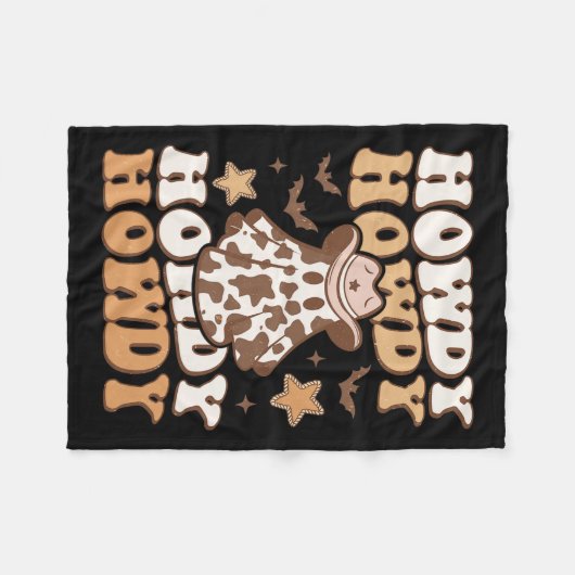 幽霊カウボーイハットこうもりロデオウエスタンハロウィーン フリースブランケット (正面(横))