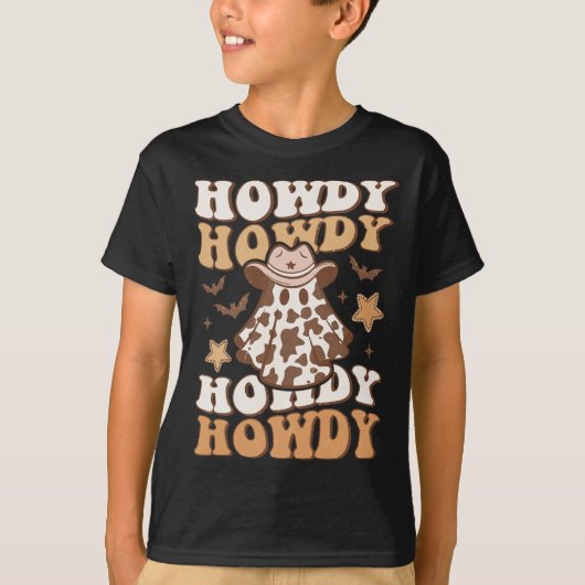 幽霊カウボーイハットこうもりロデオウエスタンハロウィーン Tシャツ (正面)