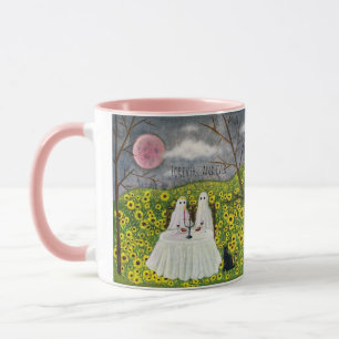 幽霊カップルと花Art Mug マグカップ