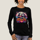 幽霊カップルのカボチャの彫刻 トライブレンドTシャツ (正面)