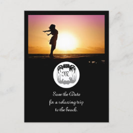 幽霊カニのシルエットとシャドーモノグラム写真 インビテーションポストカード