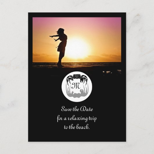 幽霊カニのシルエットとシャドーモノグラム写真 インビテーションポストカード (正面)