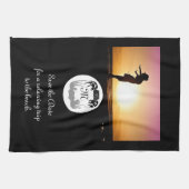 幽霊カニのシルエットとシャドーモノグラム写真 キッチンタオル (横)