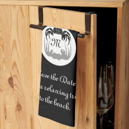 幽霊カニのシルエットとシャドーモノグラム写真 キッチンタオル