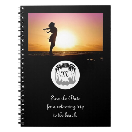 幽霊カニのシルエットとシャドーモノグラム写真 ノートブック (正面)