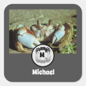 幽霊カニのシルエットと影の名前タグフォト スクエアシール (正面)