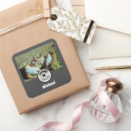 幽霊カニのシルエットと影の名前タグフォト スクエアシール