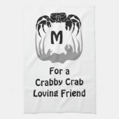 幽霊カニのシルエット影モノグラムをキャスト キッチンタオル (縦)