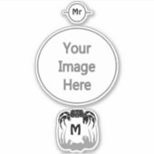 幽霊カニのシルエット影モノグラムをキャスト シール (正面)