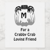 幽霊カニのシルエット影モノグラムをキャスト ワインラベル (シングルラベル)