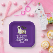 幽霊カボチャこうもり不気味ハロウィンバッシュパープル ペーパープレート (パーティー)