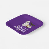 幽霊カボチャこうもり不気味ハロウィンバッシュパープル ペーパープレート (傾斜あり)