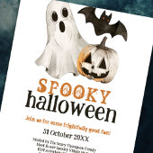 幽霊カボチャこうもり不気味ハロウィンホワイト 招待状