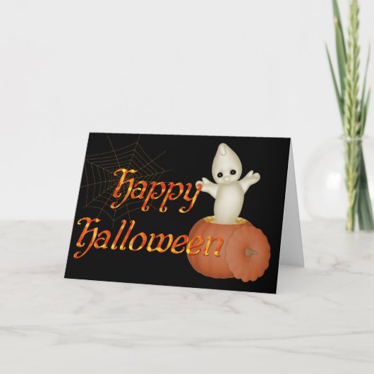 幽霊カボチャハッピーハローウィングリーティングカード カード (正面)