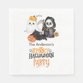 幽霊カボチャ死神かわいい黒猫ハロウィーン スタンダードランチョンナプキン (正面)