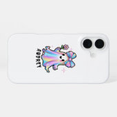 幽霊カラフルデザイン（弓と花） iPhone 16ケース (裏面横)