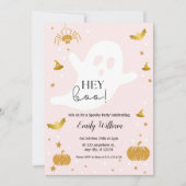 幽霊ガーリーハロウィーン誕生日任意の年ピンク金ゴールド 招待状 (正面)