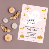 幽霊ガーリーハロウィーン誕生日任意の年ピンク金ゴールド 招待状