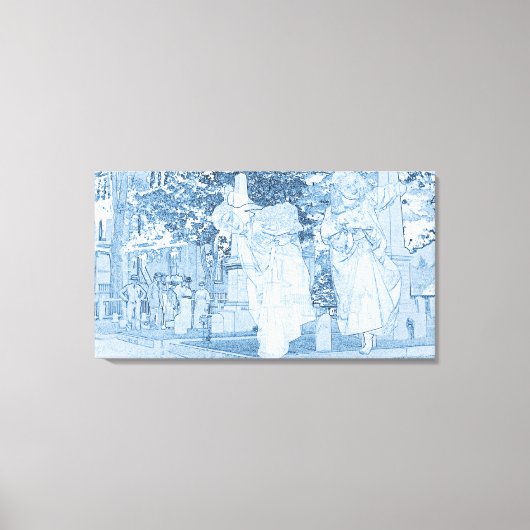 幽霊ガールズエスケープ墓地ヴィンテージアート死 キャンバスプリント (正面)