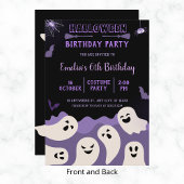 幽霊ガールハロウィーン誕生日任意の年パープル 招待状