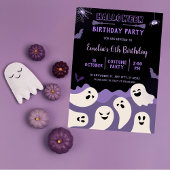 幽霊ガールハロウィーン誕生日任意の年パープル 招待状