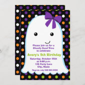 幽霊ガールハロウィーン |キッズハロウィン誕生日 招待状 (正面/裏面)