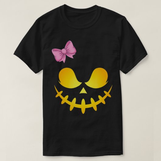 幽霊ガール弓スマイルハロウィーントリックまたはトリート Tシャツ (デザイン正面)