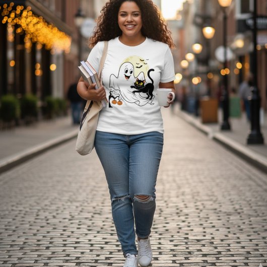 幽霊キットンホークハロウィーンギフト – レトロハロウィーン トライブレンドTシャツ