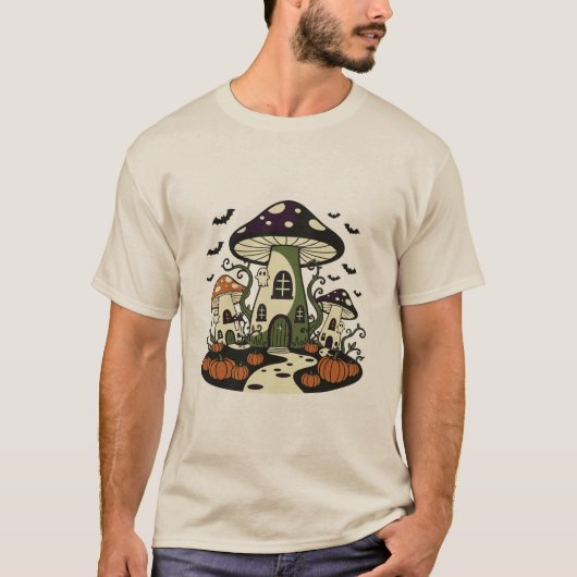 幽霊キノコの村 ハロウィン Tシャツ (正面)