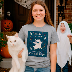 幽霊キャットおもしろい引用文 可愛不気味い猫 Tシャツ