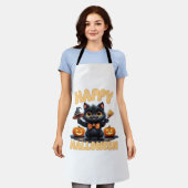 幽霊キャットティー、ハロウィンシャツ不気味、かわいい、ユニーズ エプロン (着用した状態)