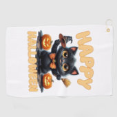 幽霊キャットティー、ハロウィンシャツ不気味、かわいい、ユニーズ ゴルフタオル (横)