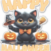 幽霊キャットティー、ハロウィンシャツ不気味、かわいい、ユニーズ シール (正面)