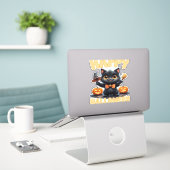 幽霊キャットティー、ハロウィンシャツ不気味、かわいい、ユニーズ シール (デスク上のノートパソコン)