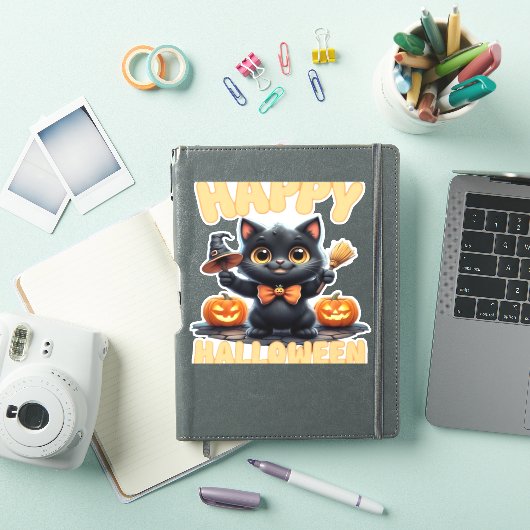 幽霊キャットティー、ハロウィンシャツ不気味、かわいい、ユニーズ シール (iPadカバー)