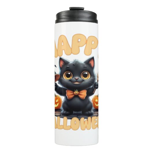 幽霊キャットティー、ハロウィンシャツ不気味、かわいい、ユニーズ タンブラー (正面)