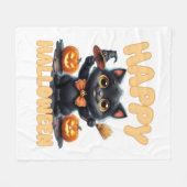 幽霊キャットティー、ハロウィンシャツ不気味、かわいい、ユニーズ フリースブランケット (正面(横))