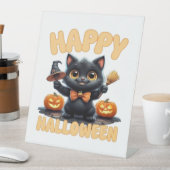 幽霊キャットティー、ハロウィンシャツ不気味、かわいい、ユニーズ 台座サイン (インサイチュ)