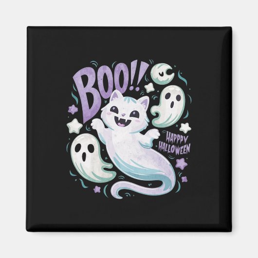 幽霊キャットブー子猫ハロウィーン マグネット (正面)