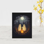 幽霊キャンピングキャンプファイアゴシックハロウィンメンズ カード (黄色い花)