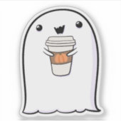 幽霊キュートハロウィーンアートオータム秋シーズン シール (正面)