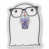 幽霊キュートハロウィーンアートオータム秋シーズン シール (正面)