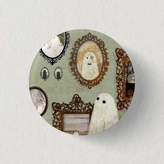 幽霊ギャラリーにポートレートがある 缶バッジ (正面)