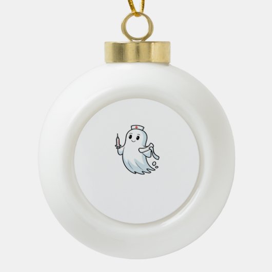 幽霊クラシックナースTシャツ_1 セラミックボールオーナメント (正面)