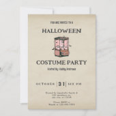 幽霊クローゲームかわいいおもしろいヴィンテージハロウィーン 招待状 (正面)