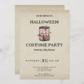 幽霊クローゲームかわいいおもしろいヴィンテージハロウィーン 招待状 (正面/裏面)